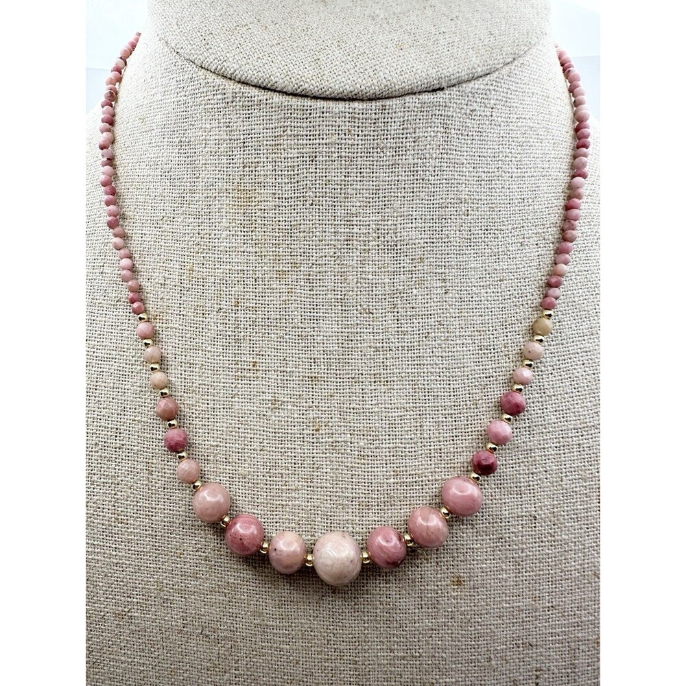 natural rhodochrosite Beaded Necklace 18โ